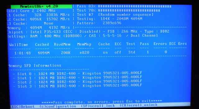 DDR2 1gb Kingston KVR800D2E5/1G 4x1gb