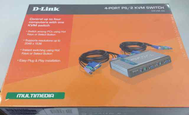 D-Link dkvm-4K новый переключатель на 4 компьютера
