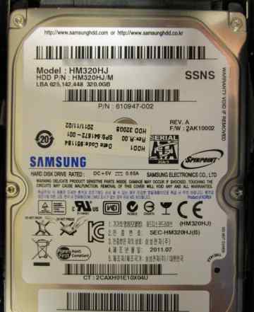 Жесткий диск Samsung Spinpoint MP4 320 Гб, 2.5"
