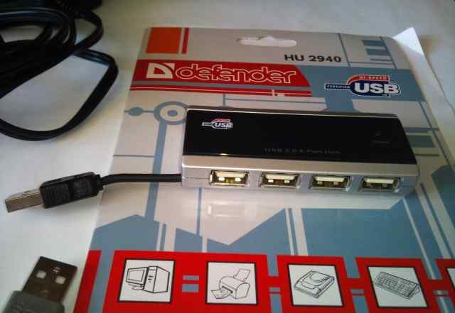 HUB USB2.0 Defender 4USB с блоком питания