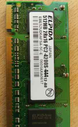 Память для ноутбука sodimm DDR2 1х 512MB, 2 х 1GB
