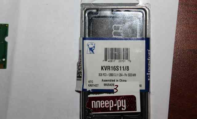 Kingston DDR3 8Gb, PC12800, 1600MHz