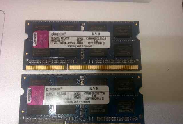 So-dimm DDR3-1066 CL7 Kingston 2x2Gb (2шт. по 2Гб)