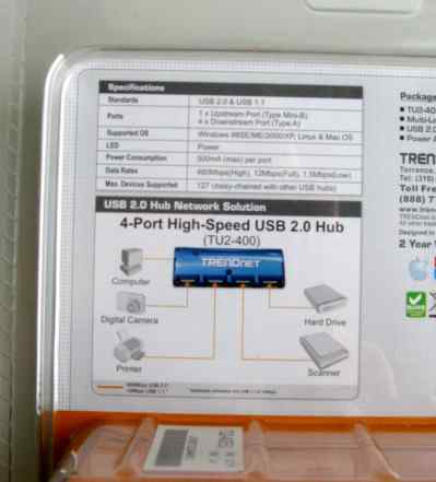 USB Хаб 4-порта - Trendnet TU2-400 (Новый)