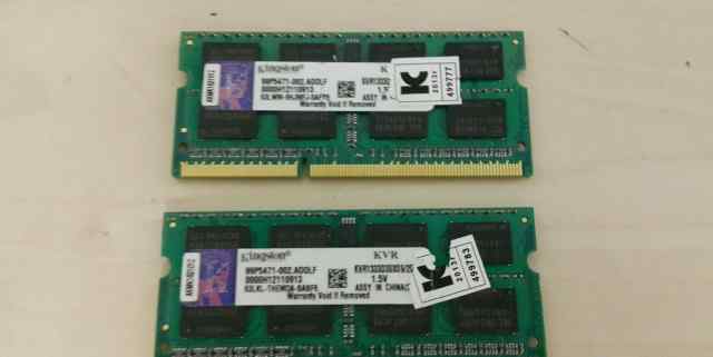 Kingston DDR3 2GB sodimm KVR1333D3S8S9/2G 2 шт