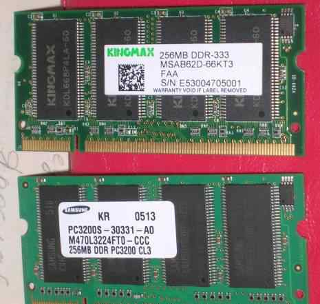 Ноутбучная память So-Dimm 512Мб DDR1(333мгц)