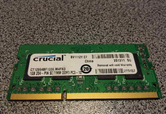 Память для ноутбука SO-dimm DDR3 1Gb+ 1Gb