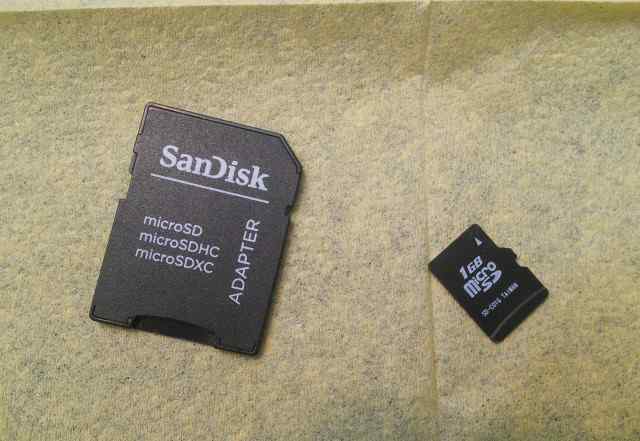 Карта памяти Micro sd 1 Gb и адаптер Sandisk