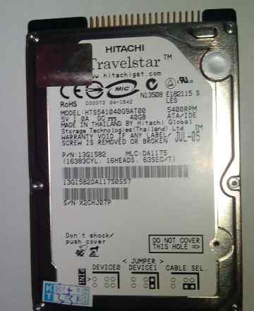 Жесткий диск Hitachi Travelstar 40 GB IDE