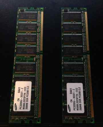 2 Модуля памяти samsung pc3200u-30331-z 256mb ddr