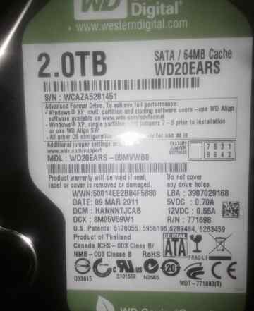 Жесткий диск 2.0 TB WD green