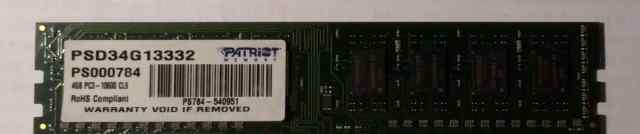 Память Patriot 4Gb PC3-10600 1333MHz