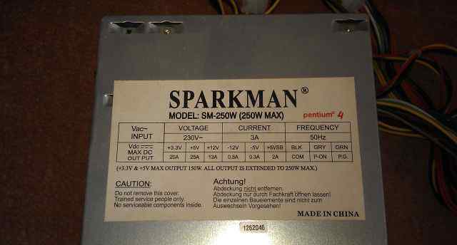 Блок питания sparkman ATX 250 ватт