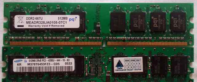 Оперативная память DDR2 для компьютера 2x512Mb