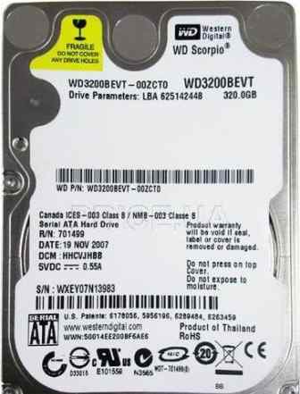 Жёсткий диск 2.5" WD3200bevt(320GB)