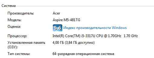 Ноутбук Acer Aspire Timeline M5-481tg (ультрабук)