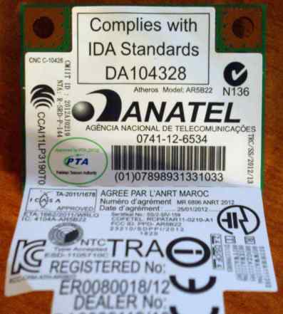 Wi-Fi + Bluetooth Mini PCIe адаптер atheros ar5b22