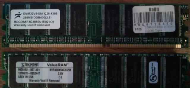 Модули памяти dimm DDR400 256 Mb (2шт)