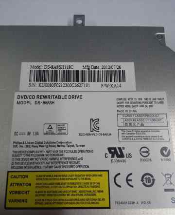 S-ATA DVD-RW для ноутбука/моноблока DS-8A8SH