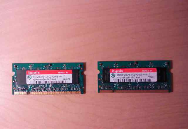Оперативная память SO-dimm DDR2 512 MB, 2 планки