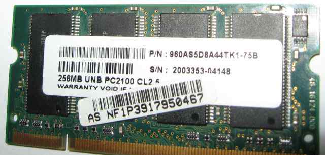 PSC 256Mb PC2100 DDR266 CL2.5 200pin 2.5V