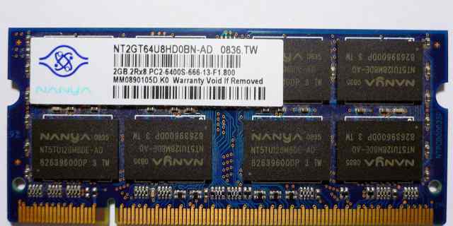 2 планки, Nanya 2Gb 2RX8 PC2-6400S-666-13-F1