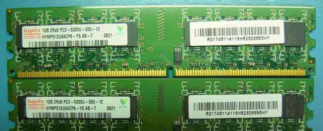 Hynix 2GB (2X1GB) DDR2 RAM 2RX8 pc2-5300u-5