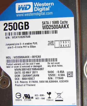 Жесткий диск Western Digital 250GB с Windows 7