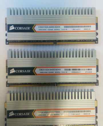 Corsair DDR2 3 плашки. каждая по 1 Gb