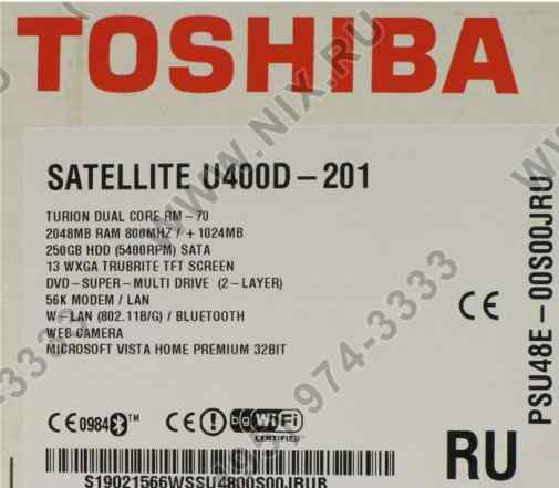 Ноутбук "Tochiba Satellite U400D 201