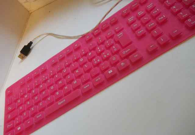 Гибкая силиконовая клавиатура (розовая)