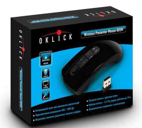 Oklick 805M Wireless Laser Mouse Presenter USB