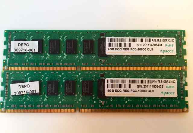 2 планки по 4gb Registered DDR3 ECC