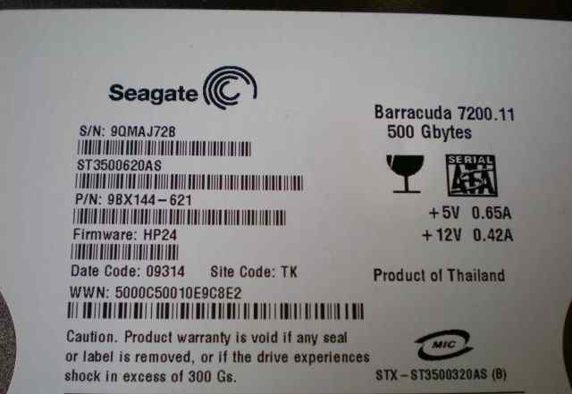 Seagate ST3500620AS 500Gb
