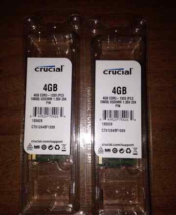 2 модуля Crucial 4 Gb DDR3-1333