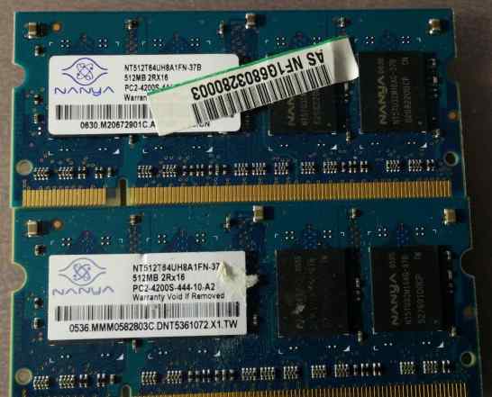 Память для ноутбука nanya 512MB DDR2 - 2шт