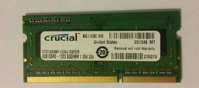 Модуль памяти Crucial 4Gb DDR3 SO-dimm