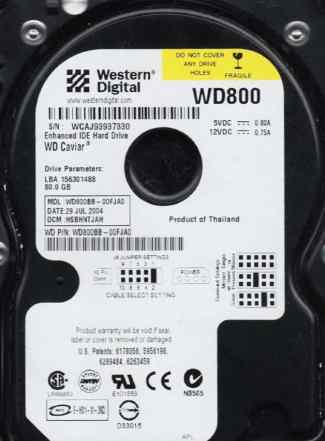 WDC WD800BB-00FJA0 IDE 80 Gb   