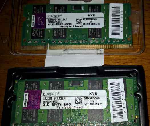 Память для ноутбука DDR2 2GB 2шт, 512MB 533-667MHz