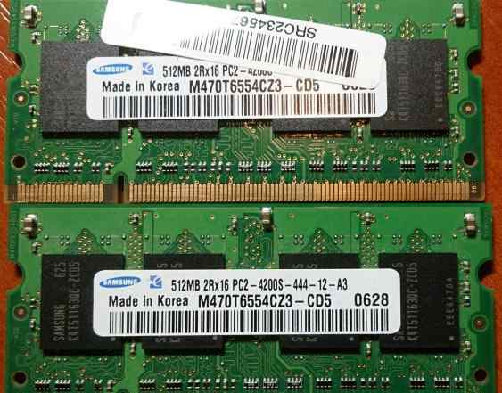 Samsung SO-dimm DDR2 512MB PC2-4200S-444 - 2шт
