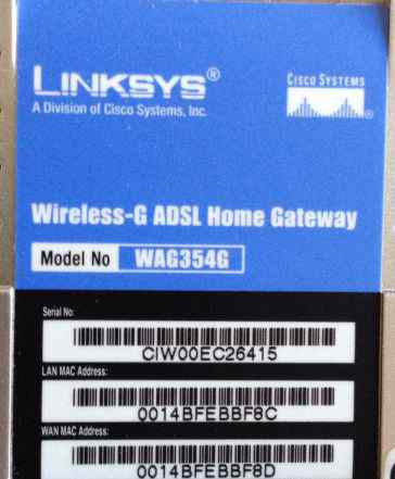 Wi-Fi Роутер Linksys Wireless-G adsl WAG354G