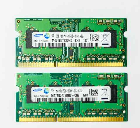 Память для ноутбука 2x2GB PC3-10600 (DDR3-1333MHz)