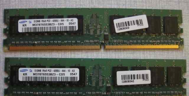 Память Samsung 512mb 1Rx8 PC2 4200U 444 10 A3
