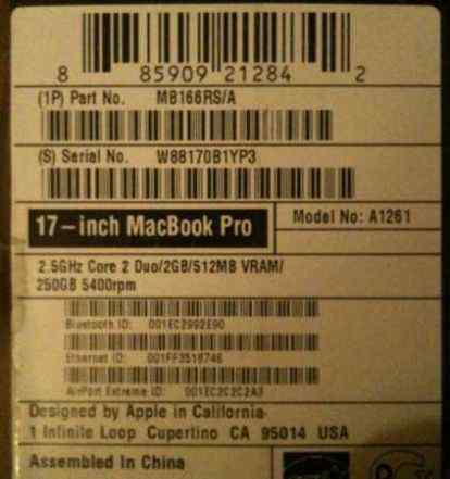 Apple Macbook PRO 17
