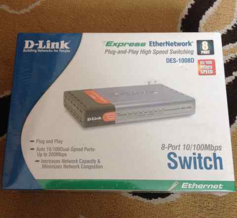 Коммутатор switch D-link DES-1008D новый