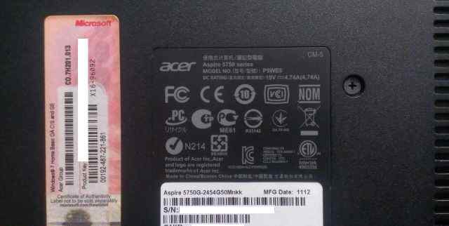 Acer Aspire 5750G 2454G50 Mnkk