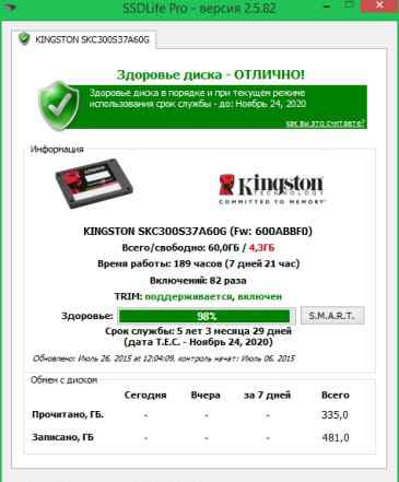 Kingston SSD SKC300S37A - 60гб