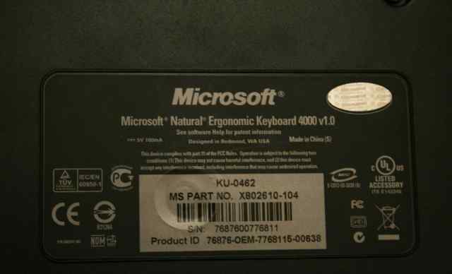 Клавиатура Microsoft Ergonomic 4000 черная