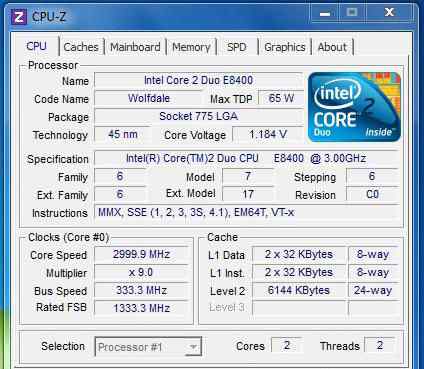 Intel Core 2 Duo E8400 (3GHz, 6Mb, 1333MHz)
