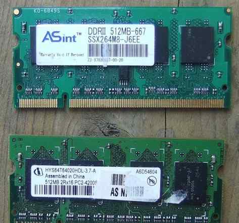 Память для ноутбука so-dimm DDR2 512Mb